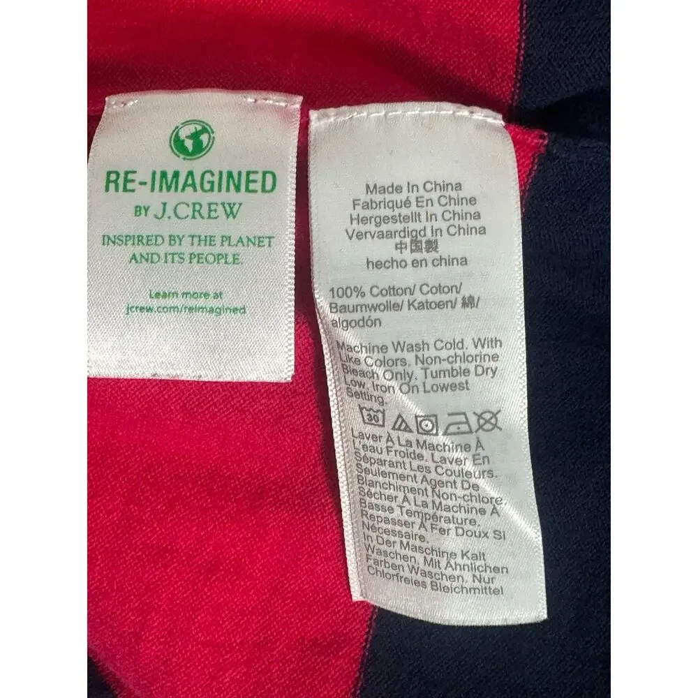 NWOT J.Crew Teddie Cotton Navy‎ and Pink Striped Sweater Size L